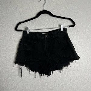Hollister Black High Waisted Distressed Shorts Size 1 Waist 25